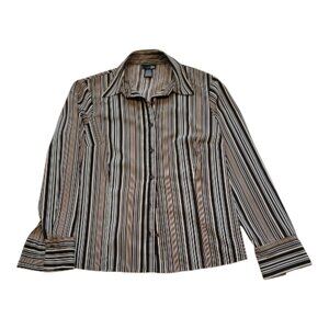 East 5th Chocolate and Cream Womens Striped Shirt